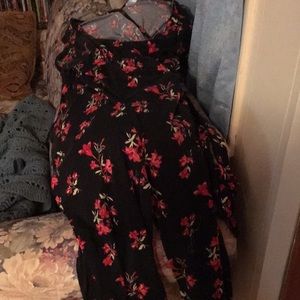 Time and tru floral ankle length jumpsuit